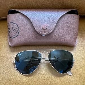 Ray-Ban Polarized Sunglasses - Aviator Gradient Gold Frame Dark Lens 58mm